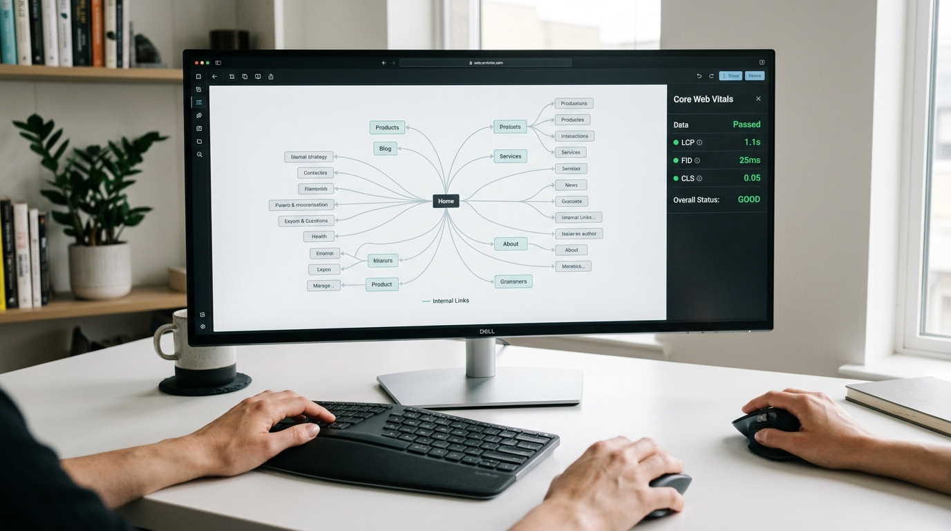 Diagram showing the interconnected elements of E-E-A-T: Experience, Expertise, Authoritativeness, and Trustworthiness for SEO success.