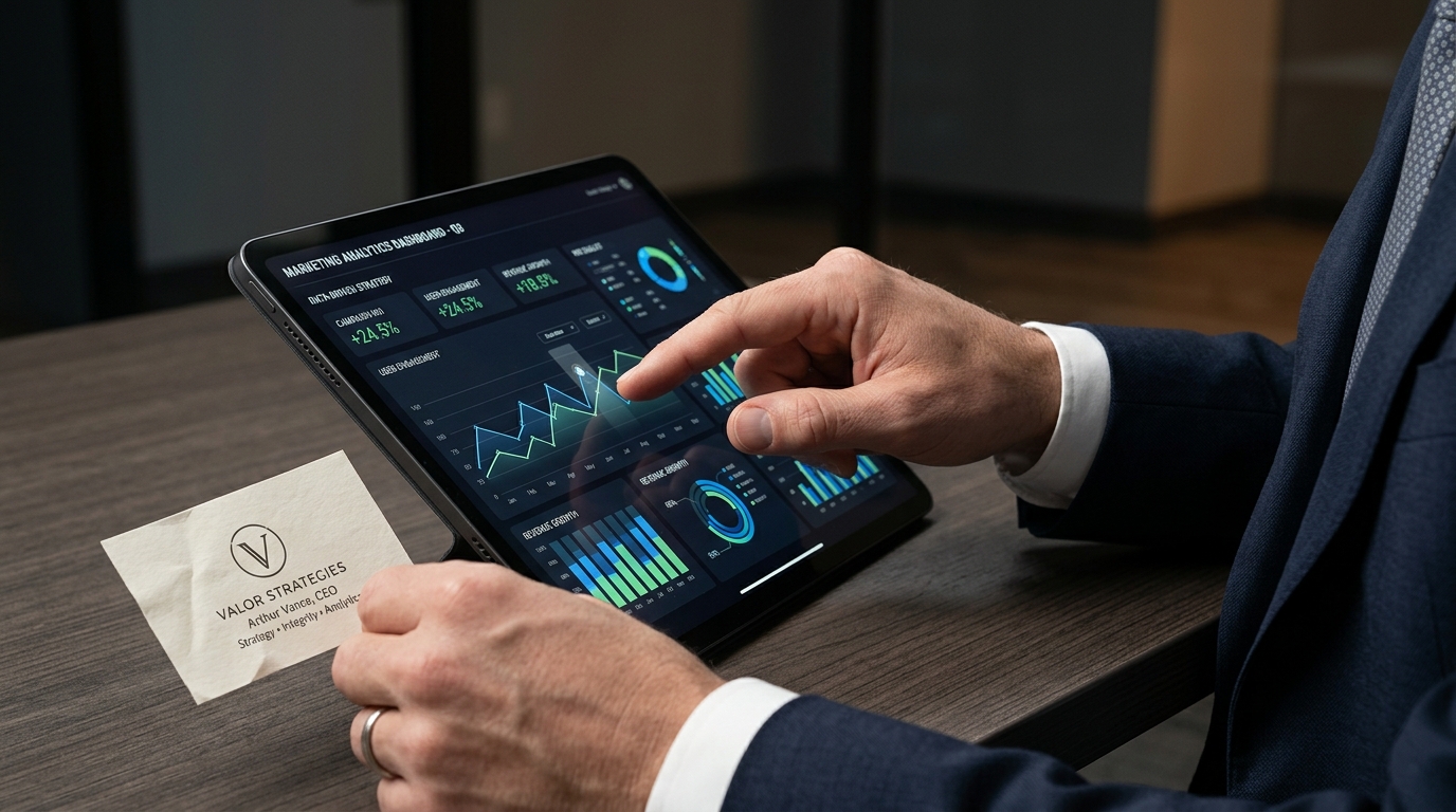 CMO navigating AI opportunities and risks in marketing, symbolizing strategic decision-making for brands like ROAS Suite.
