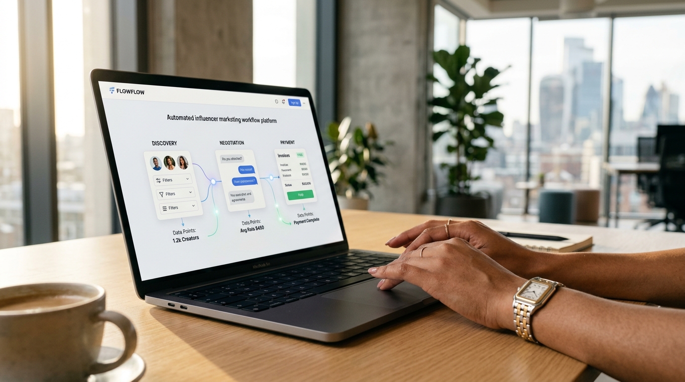 AhaCreator 3.0 platform interface showcasing AI automation features for influencer marketing workflow management.