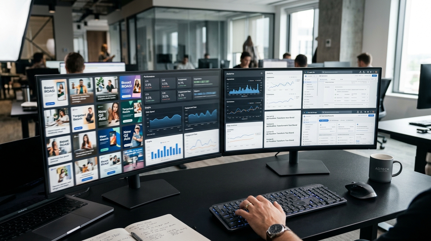 Abstract visual representing the acceleration of AI in marketing, with elements suggesting speed and data flow, contrasting with a subtle hint of complexity or loss of control.