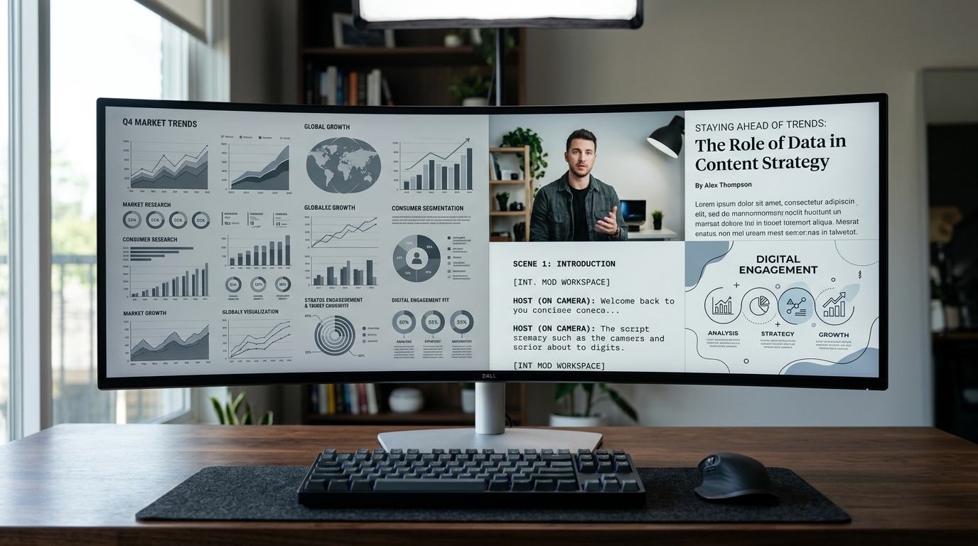 Diagram illustrating AIuthority's AI agent workflow, connecting competitor research, trend scoring, and multi-format content creation processes.