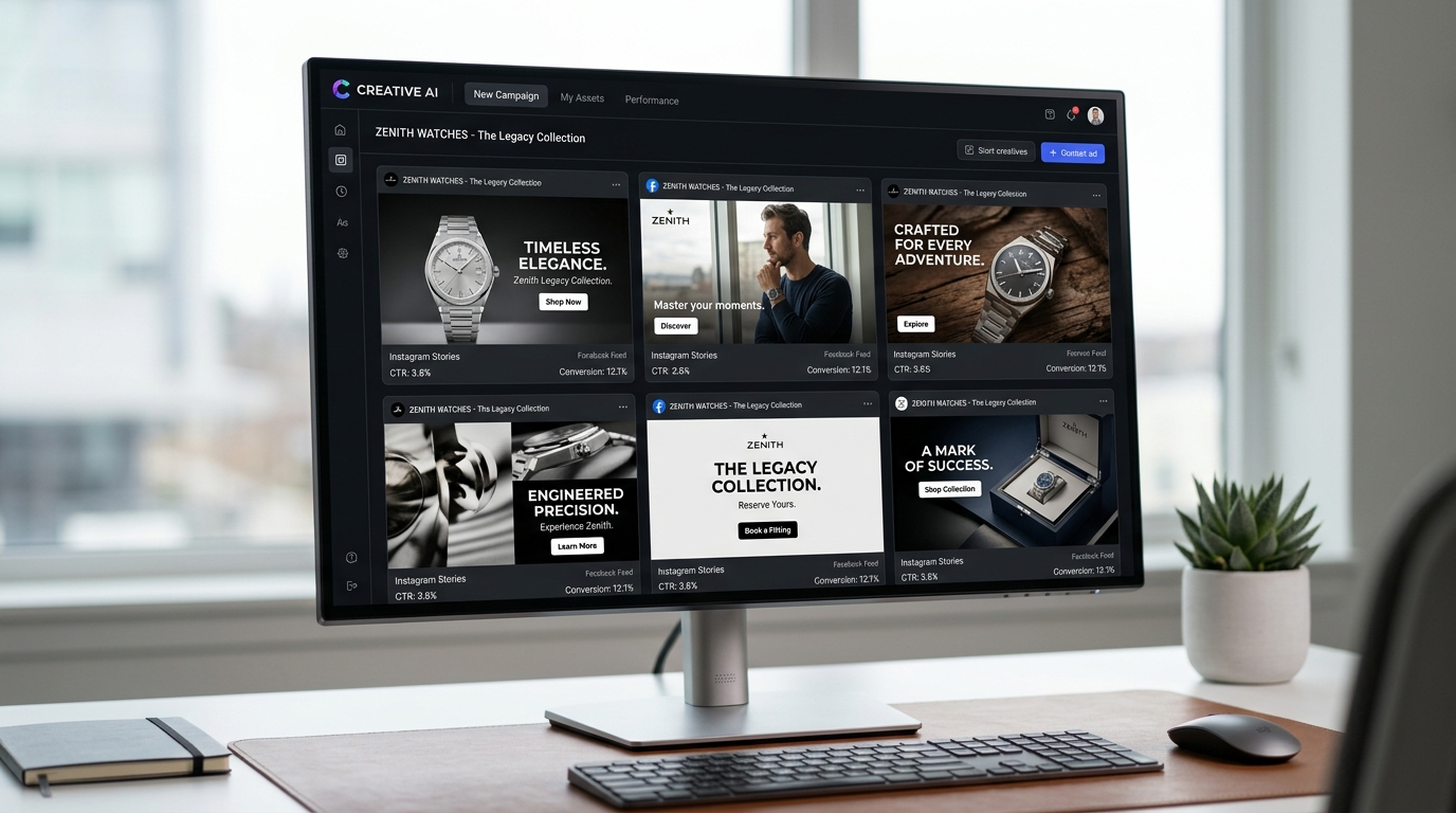 Conceptual image illustrating AI's influence across various ad tech processes, from creative generation to optimization and targeting.