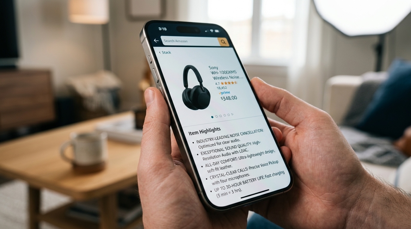 Visual representation of Amazon's new 75-character product title limit, highlighting the impact on seller listings and mobile display.