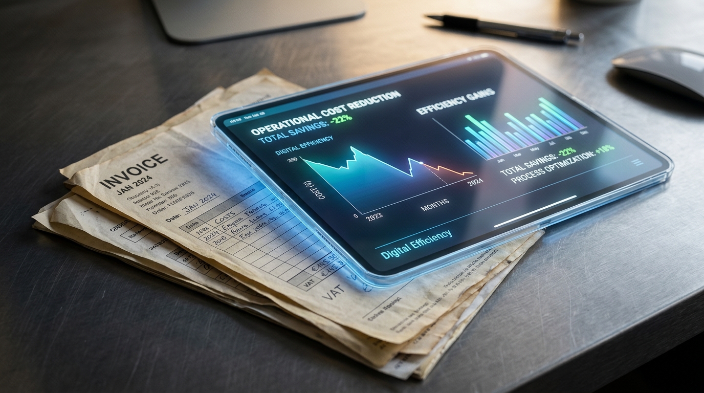 Conceptual image showing AI agents influencing SaaS pricing models, with data points indicating cost reduction and efficiency gains in enterprise IT.
