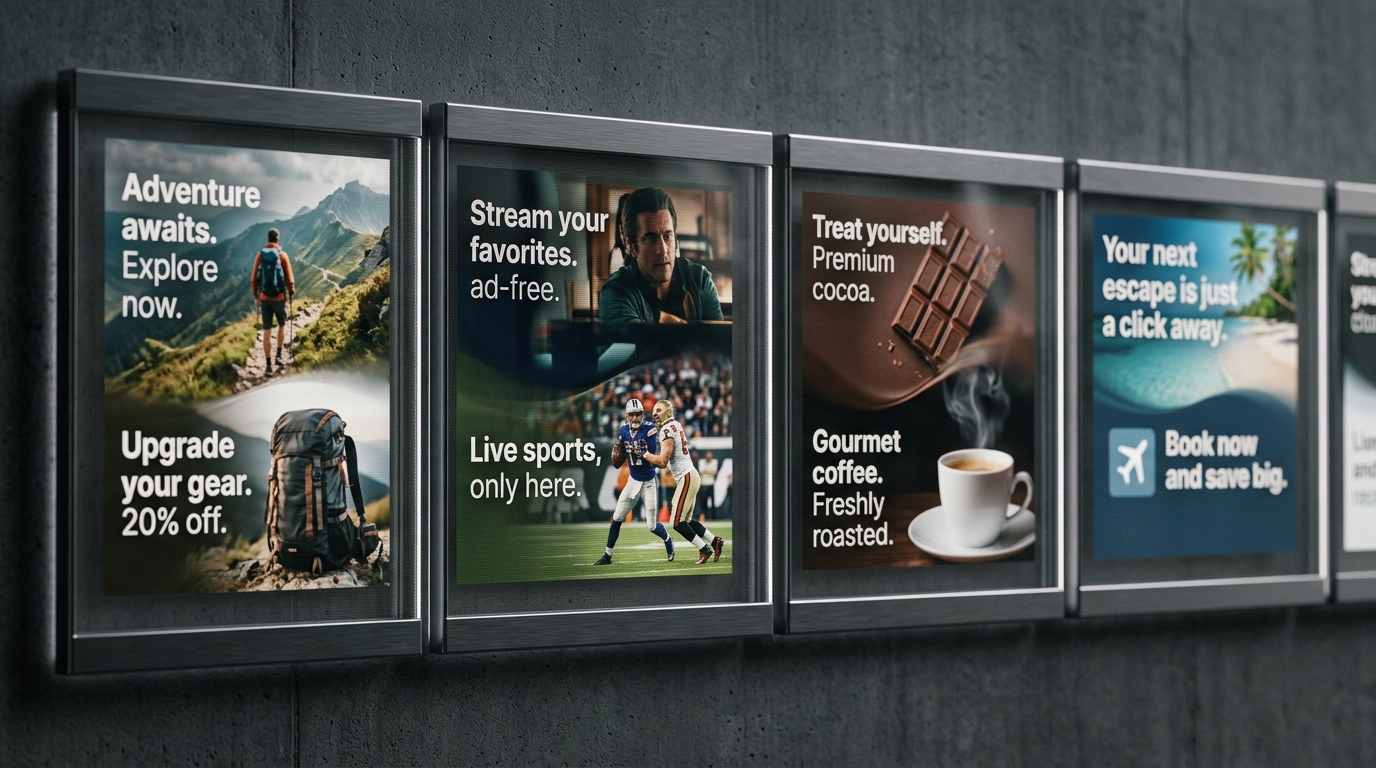 Visual representation of ROAS Suite's Flux Campaigns AI optimizing ad creatives, showing improved ROAS and reduced ad fatigue.