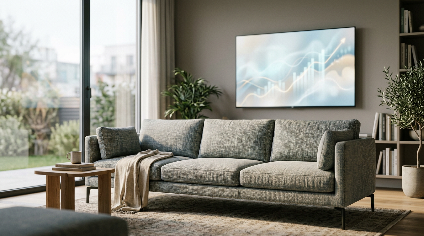 A graph or dashboard illustrating Blu Dot's impressive 2308% ROAS achievement using Roku Ads Manager and Shopify integration for furniture sales.