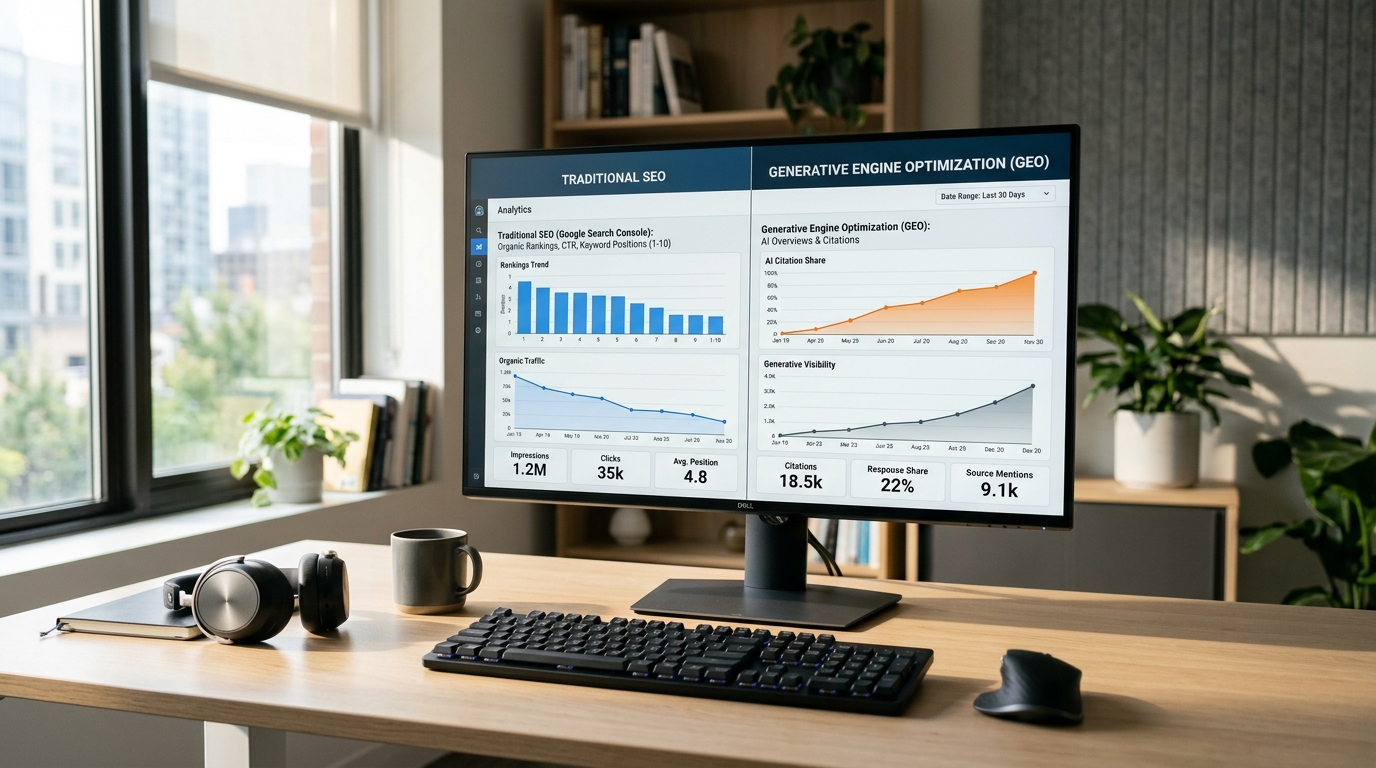 CiteLens GEO Intelligence Platform dashboard displaying metrics for brand visibility and citations in AI search engines.