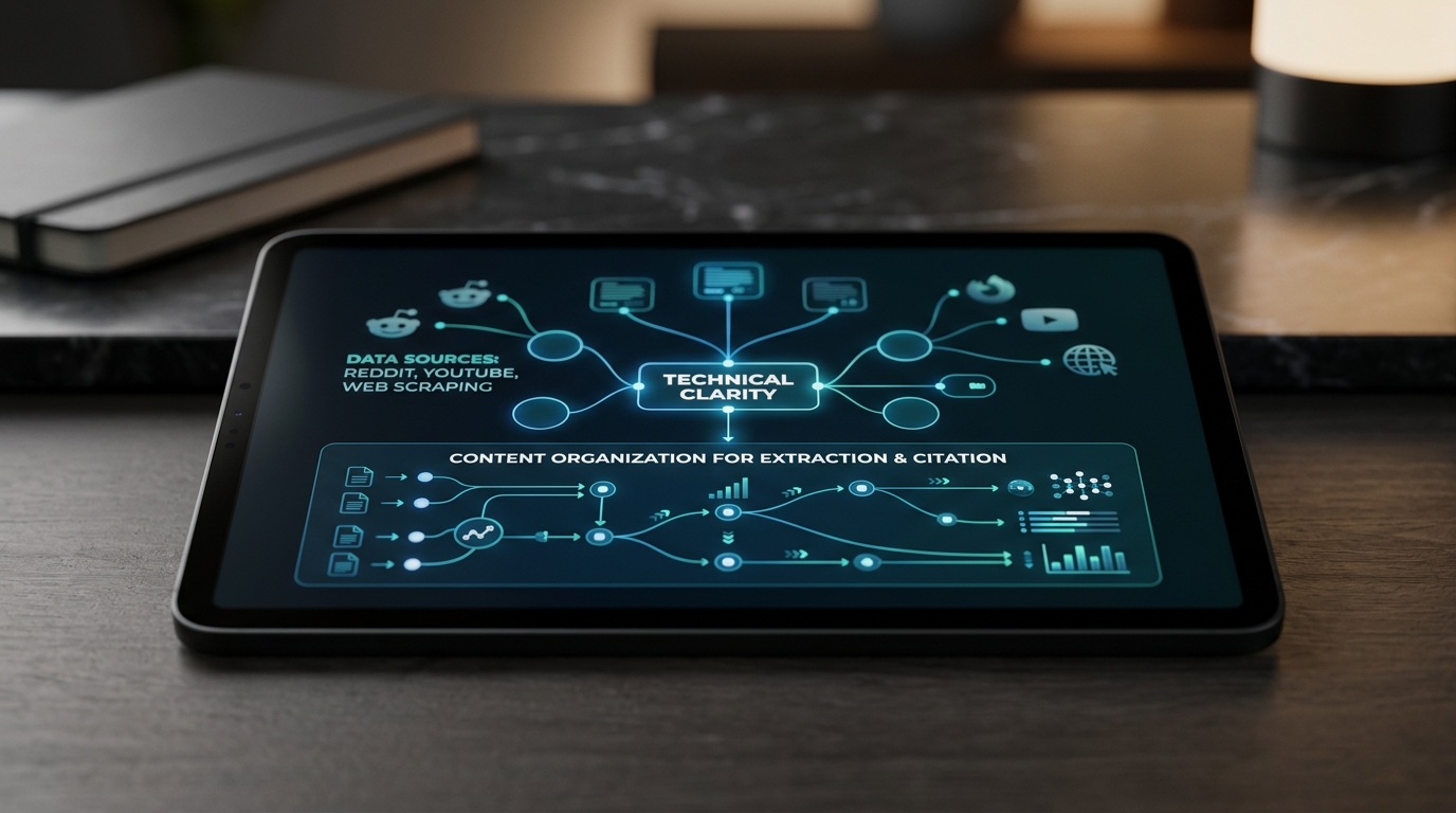 Infographic detailing key GEO and AEO strategies marketers are adopting, including structured data, FAQs, and conversational content for AI search.