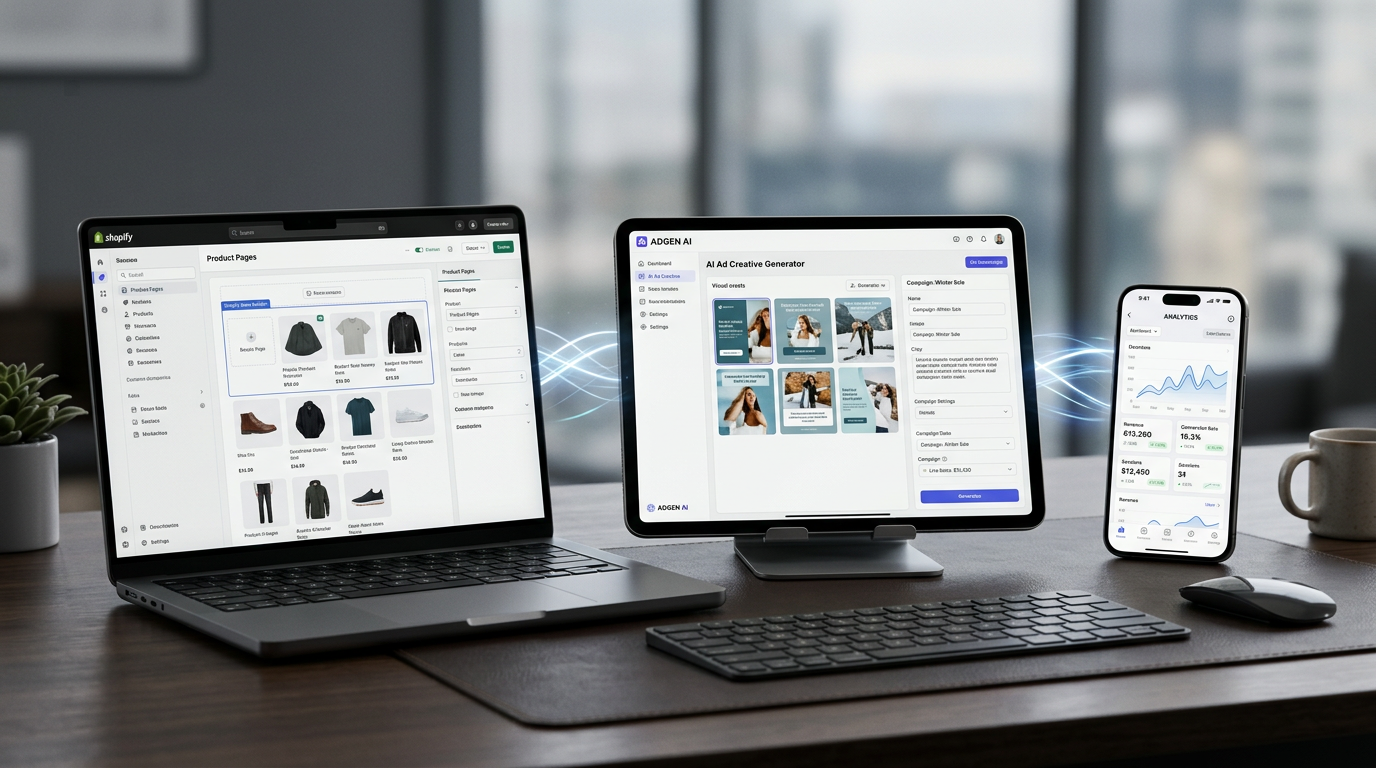 Screenshot illustrating the process of feeding Google Photos into GPT to generate diverse ad creative concepts for ecommerce marketing.