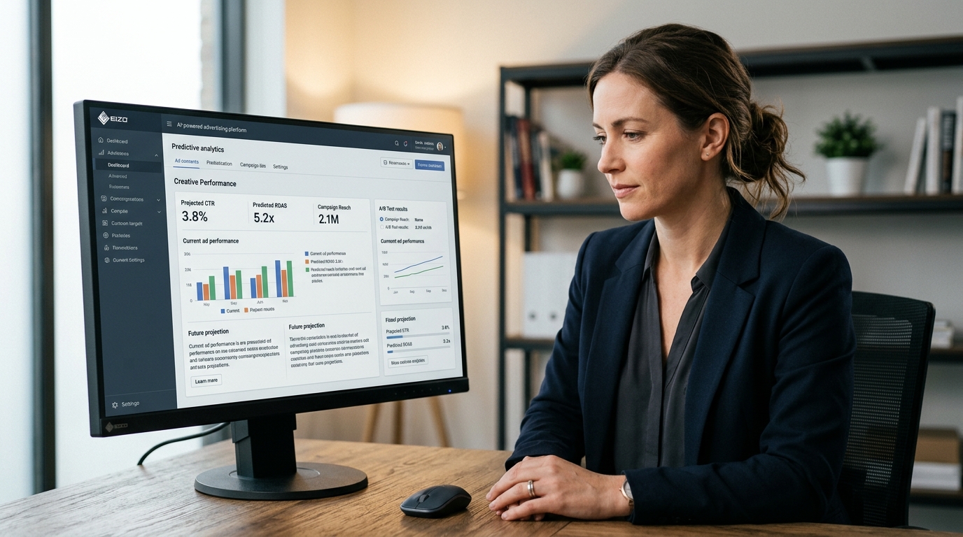 Extuitive AI-powered ad intelligence platform dashboard showing predictive analytics for Shopify ecommerce brands.