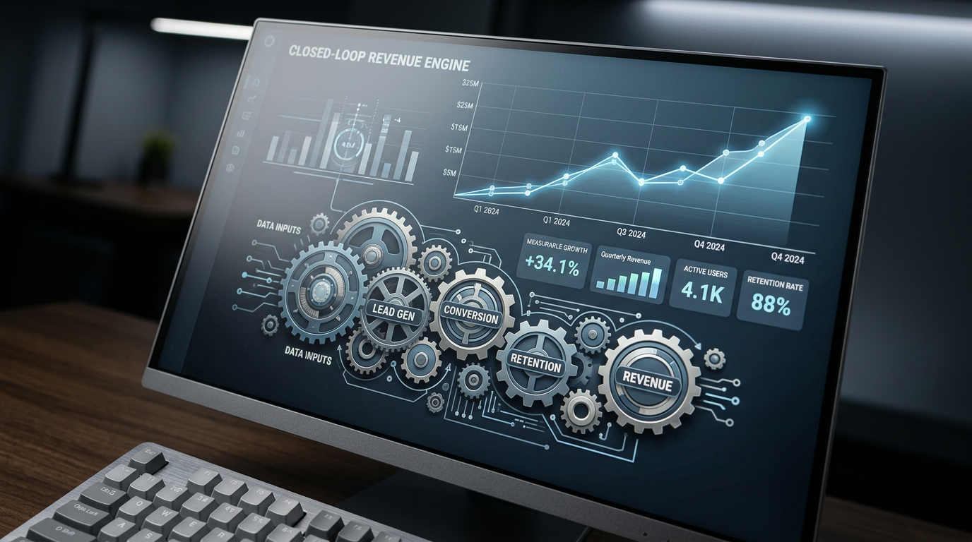 A visual representation of FirmPilot's AI legal marketing platform, possibly showing data flow or a dashboard, illustrating its innovative approach.