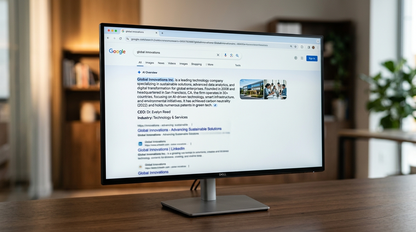 Screenshot of Google search results showing an AI Overview for a brand query, illustrating the new interface change.