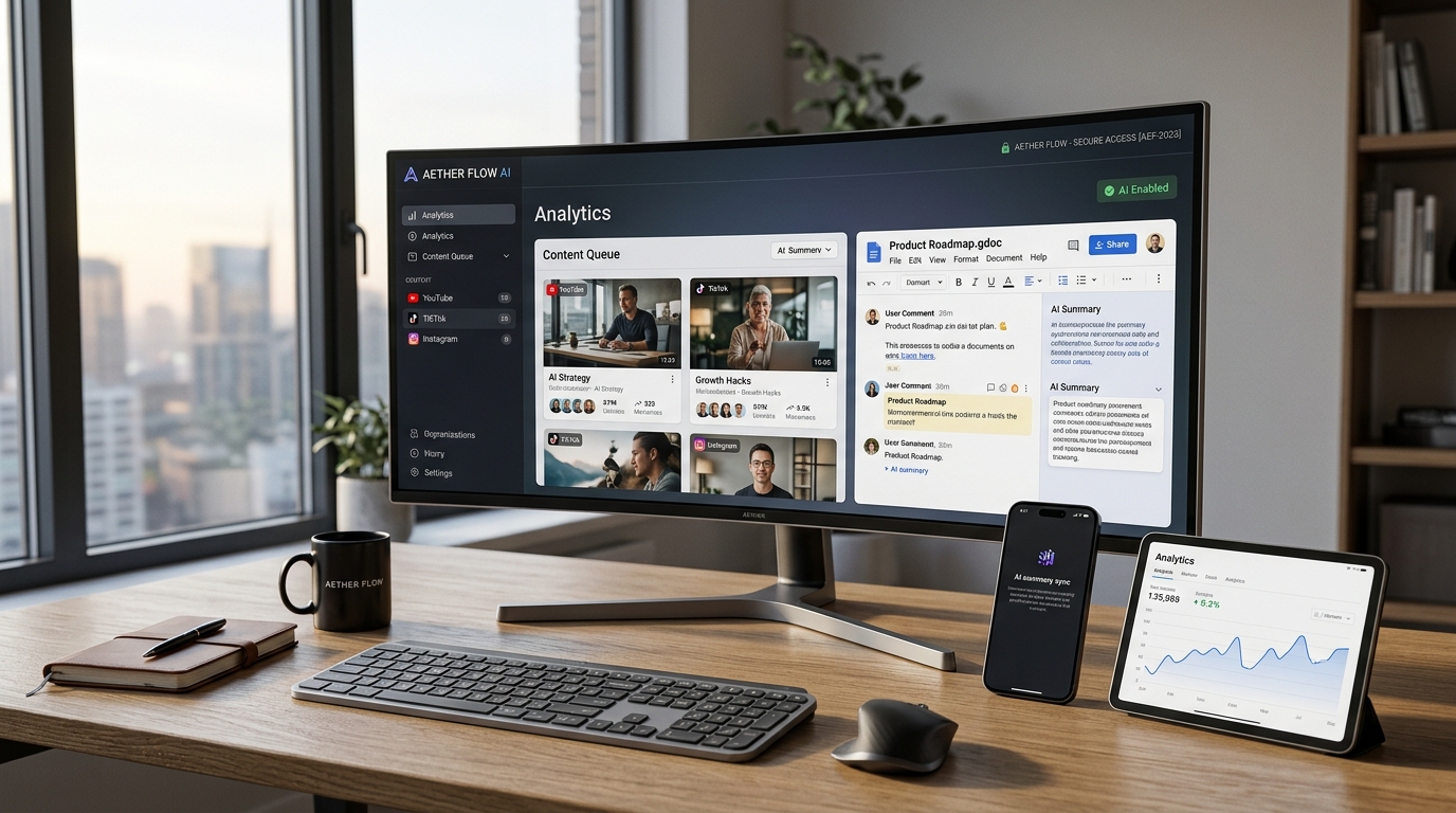 Conceptual image showing AI video creation tools with editing features like object swapping and vertical formatting, powered by Gemini.