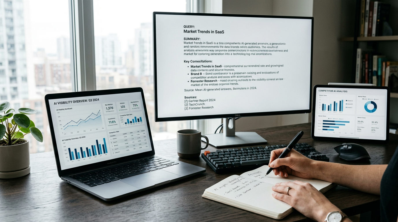 Visual representation of the EEAT framework (Experience, Expertise, Authoritativeness, Trustworthiness) with elements like expert bios, data, and brand consistency.