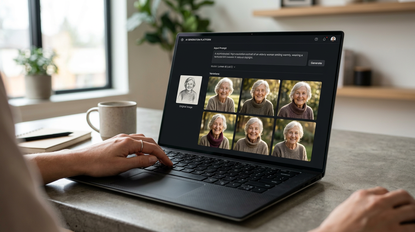 A digital interface showcasing AI-powered image generation, illustrating ImageMagix's ability to create diverse ad creatives for ecommerce.