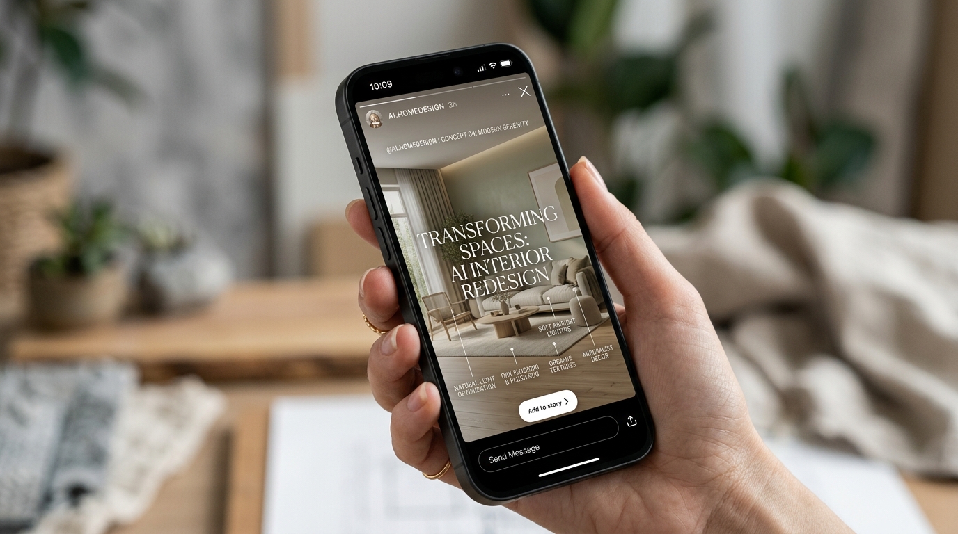 Conceptual image showing Meta's Muse Image AI integrating into Instagram and WhatsApp, with generative AI elements transforming user content.