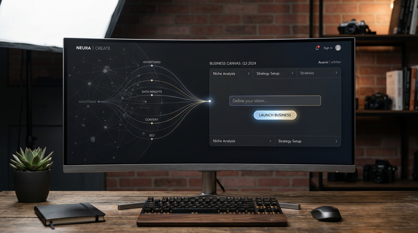 Conceptual image of a 'one-prompt entrepreneur' using AI tools to launch and manage an e-commerce business, representing Meta's potential disintermediation threat to Shopify.