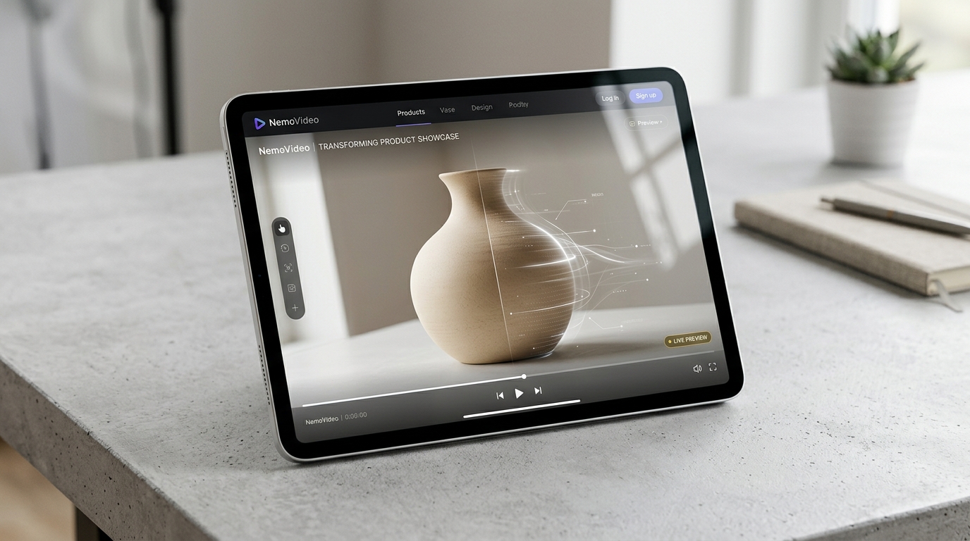 NemoVideo platform interface showing the process of uploading product photos to generate AI video ads with Seedance 2.0.