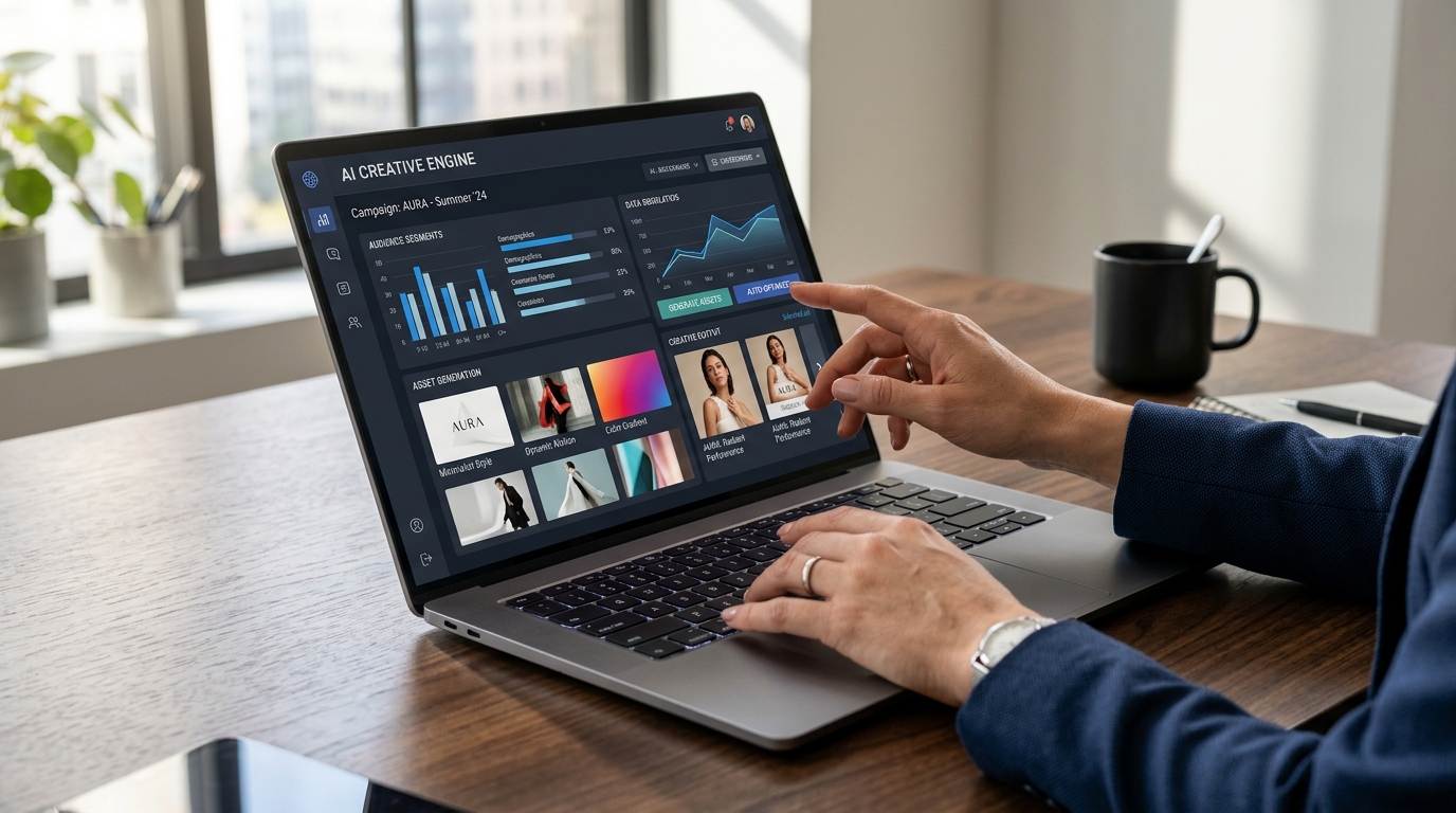 Visualizing OpenAI's expanded advertising platform with AI-generated creative tools for automated ad production.