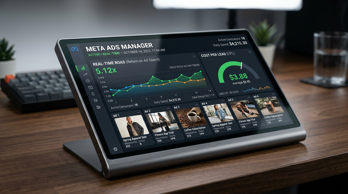 OpenClaw AI agent interface demonstrating autonomous Meta ads management, showing performance metrics and automated campaign adjustments.