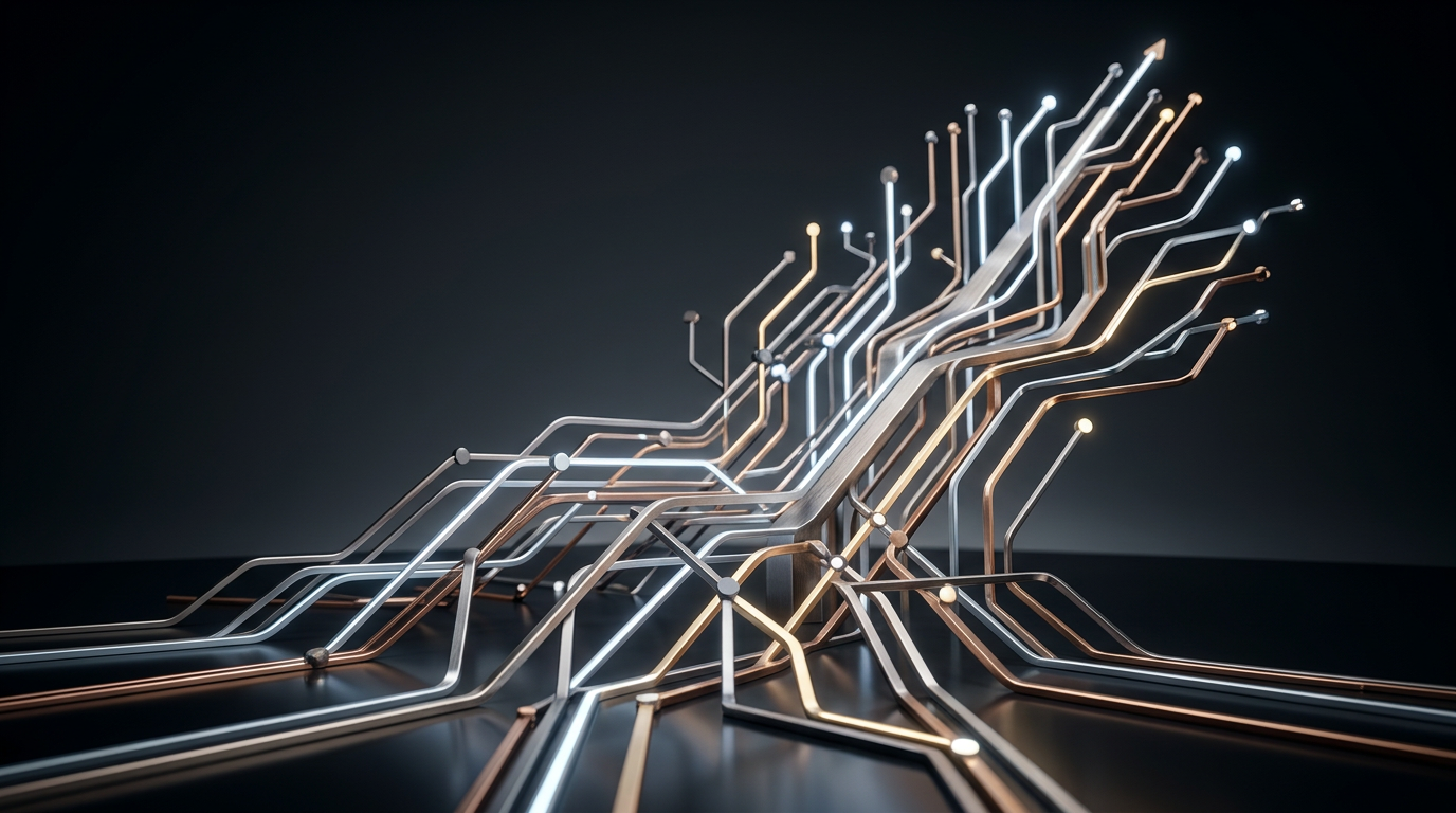 Conceptual image showing Pattern Group's 40% revenue growth, with AI-driven data streams and interconnected global marketplaces.