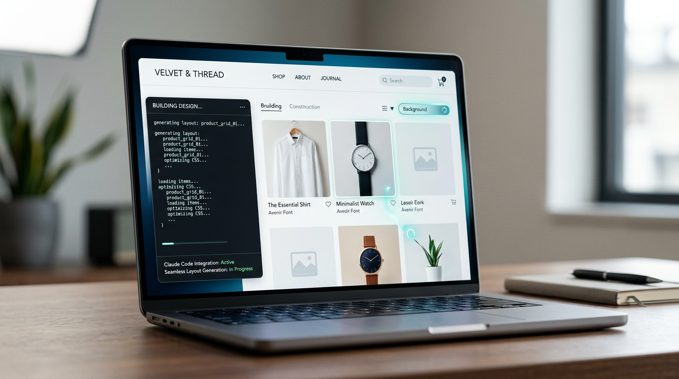 Screenshot of Rovela.ai's AI-native e-commerce store builder interface, showcasing rapid store generation capabilities.