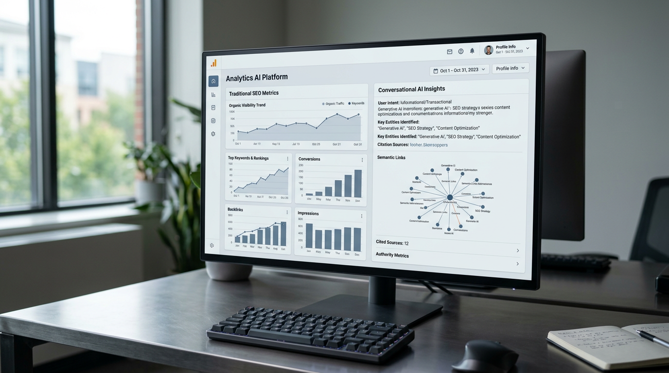 Semrush One dashboard displaying unified traditional SEO and AI visibility tracking metrics for comprehensive brand performance.
