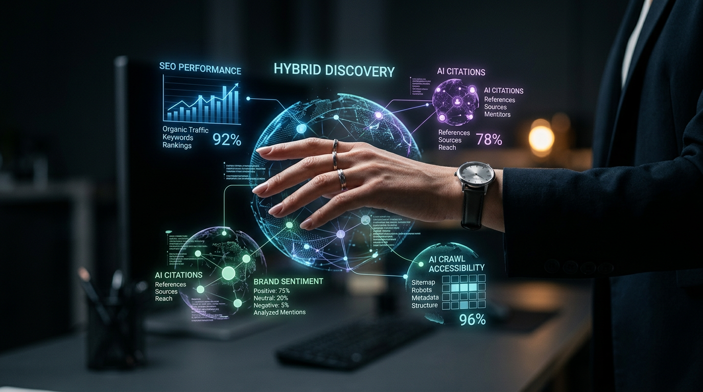 Semrush One AI Visibility Toolkit showcasing features like prompt research, competitor analysis, and brand sentiment tracking in AI answers.