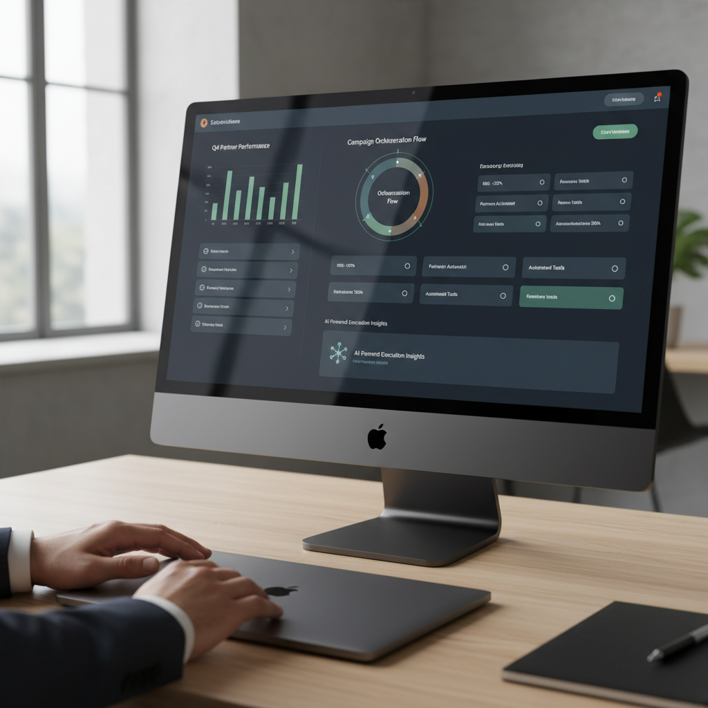 Visual representation of Structured's AI-Native Partner Marketing Execution Platform (PMEP) interface, showcasing its agentic AI capabilities for streamlined campaign creation.
