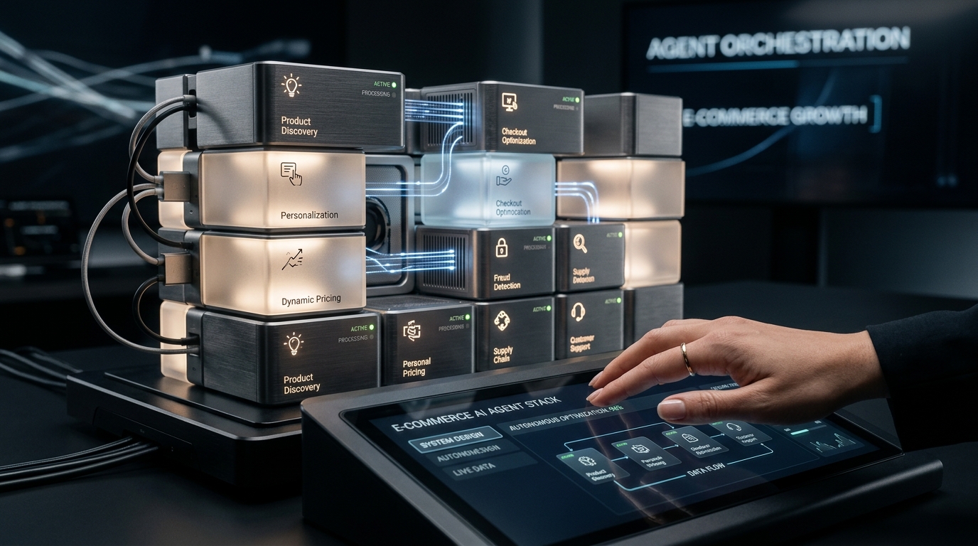 Infographic showcasing the top 10 AI marketing agents for Shopify brands, highlighting their specialized functions like data integrity and ad optimization.