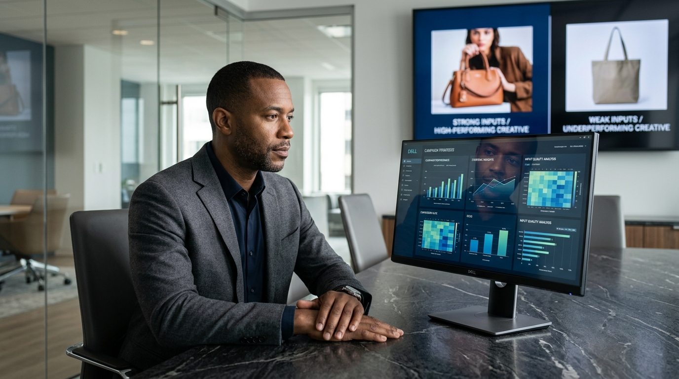 Example of an AI-generated video ad created by ROAS Suite, showcasing product visuals and an AI avatar for Meta and YouTube.