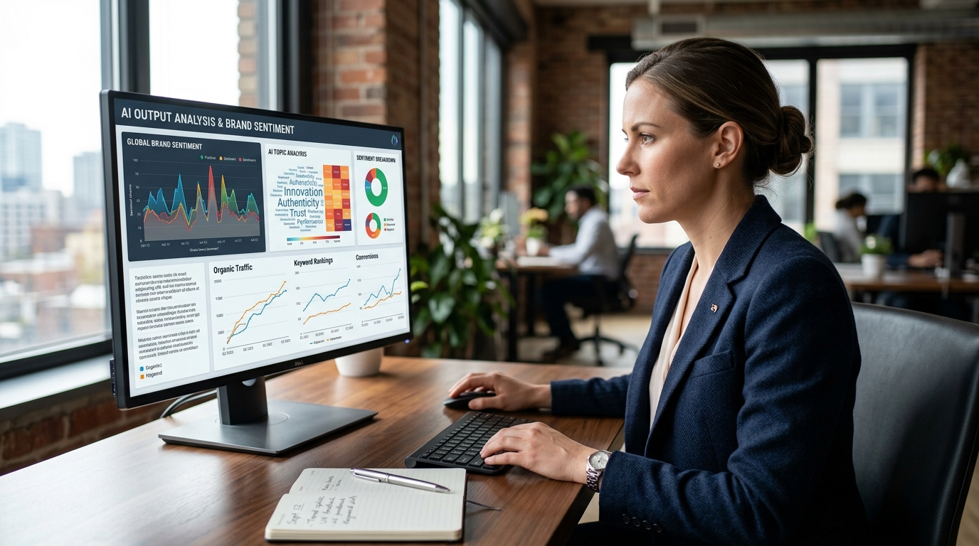 VisiGEO Generative Engine Optimization (GEO) platform dashboard showing AI visibility analysis and brand mentions.